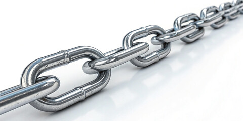 Obraz premium Steel Chains Isolated on a White Background Featuring Industrial Aesthetics