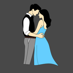 Romantic couple illustration with a gray background for logo, icon, wallpaper 