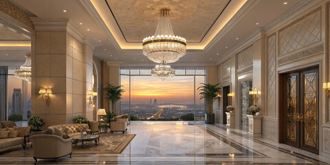 An Inviting Hotel Lobby Showcasing Exquisite Design and Luxurious Comfort