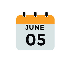 June 5 daily calendar icon - White Background
