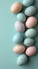 Minimalist and Stylish Display of Colorful Easter Eggs for a Serene Contemporary Aesthetic Celebrating Chinese New Year and Easter Festivities