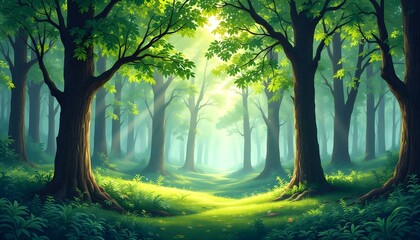 Naklejka premium Sunlight Dappled Forest Path