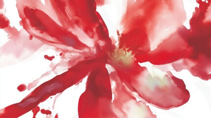 Stunning Abstract Floral Watercolor Painting - Vibrant Red Blossom Art for Home Decor