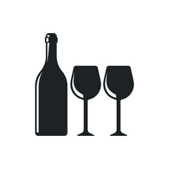 Bottle of wine and two glasses.