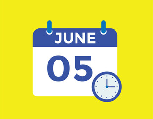 June 5 daily calendar icon - White Background
