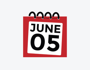 June 5 daily calendar icon - White Background
