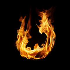 Fototapeta premium Flames forming a circle on a black background, high-definition design material with stunning details, perfect composition and realistic master photography techniques.