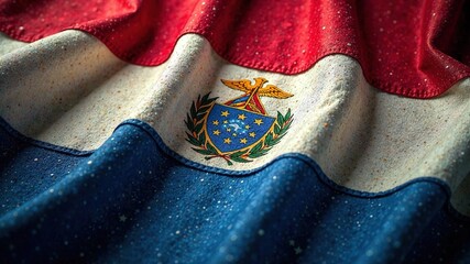 Paraguay Flag Textile Background, Official Sign, AI Art, National Fabric, State Symbol