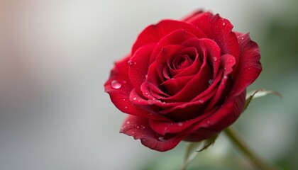 Fototapeta premium Close-up of red rose with water droplets