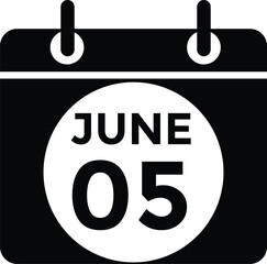 June 5 daily calendar icon - White Background
