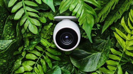 Smart Home Security Camera Hidden in Lush Greenery Privacy and Protection