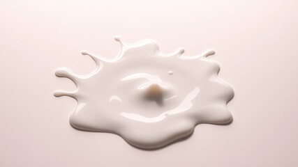 Fototapeta premium Spilled Milk Puddle - High Resolution AI Photo, White Background, Dramatic Lighting