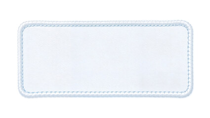 Minimalistic white fabric texture with blue stitched border, isolated. Generative AI