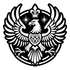 A glyph style icon of crowned eagle tattoo