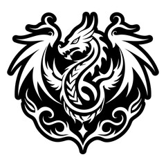 A filled style icon of dragon tattoo