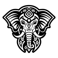 A solid style icon of elephant tattoo