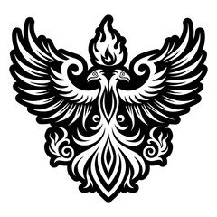A glyph style icon of firebird tattoo