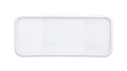 Simple white rectangular fabric patch with subtle stitching details. Generative AI