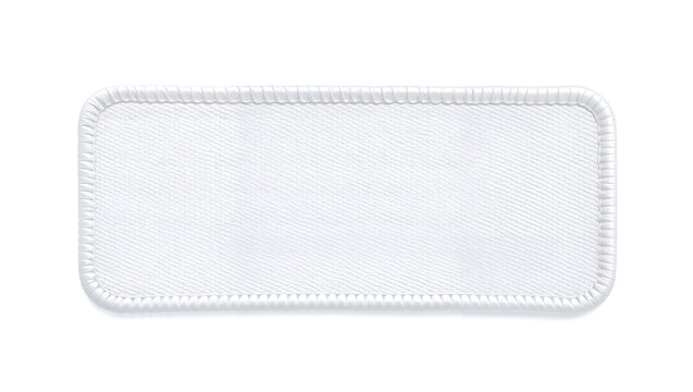 Simple white rectangular fabric patch with subtle stitching details. Generative AI