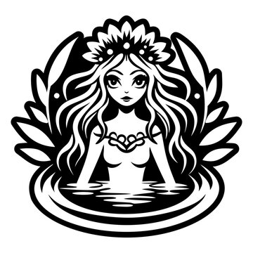 A filled style icon of rusalka tattoo
