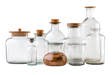 Versatile Glass Jars Isolated on transparent Background for Storage