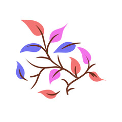 Colorful aesthetic leaf branch decoration element