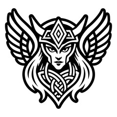 A solid style icon of valkyrie tattoo