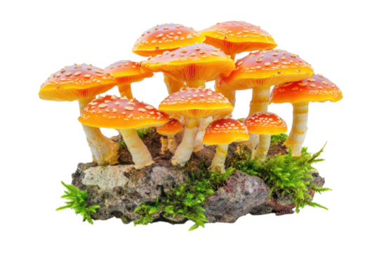 Glowing Mushrooms Isolated on transparent Background for Designs