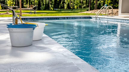 Swimming Pool Replastering Process with Modern Blue Tiles