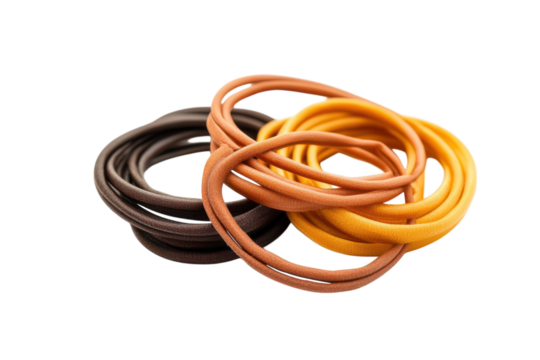 Colorful hair ties isolated on a transparent background for styling