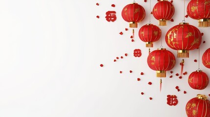 Obraz premium Chinese new year festivities bright atmosphere with assorted red lanterns and gigapixel decor