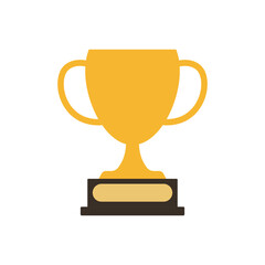 Golden trophy cup icon with a black base, representing success, achievement, and excellence. Ideal for awards, competitions, and sports-related designs. Flat vector illustration on a white background.