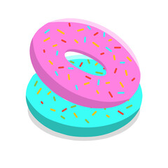 Design cartoon of two donut with sprinkles on top