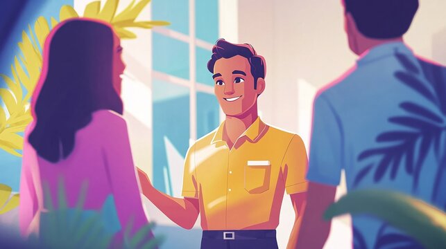 A manager welcomes a new team member during a remote onboarding session. Video calls and onboarding materials designed to integrate employees into virtual workplaces with efficiency and adaptability.