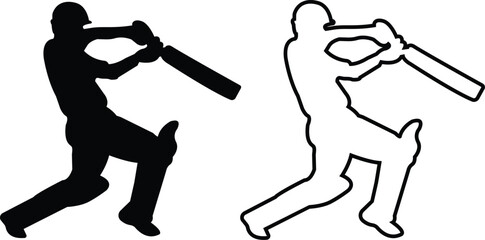 Cricket best man icon set. Cricket game vector collection isolated on transparent background. cricket tournament man plying with bat elements template. vintage for clubs and team. Sports sign for web