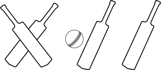 Cricket bats icon set. Cricket game vector collection isolated on transparent background. cricket tournament ball and cricket bat elements template. vintage for clubs and team. Sports sign for web app