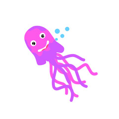 Cartoon character design of a cute pink jellyfish