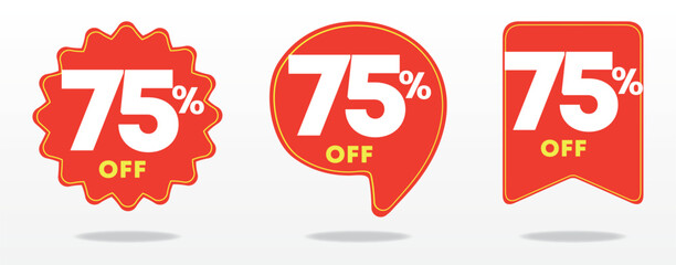 75% off. Business, price, e-commerce, sale tag, banner, social media, poster, ads, shopping, marketing, social network, offer, web, coupons. Set, trade, label, sticker