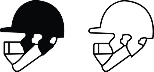 Cricket helmet icon set. Cricket game vector collection isolated on transparent background. cricket tournament man protection elements template. vintage for clubs and team. Sports sign for web app