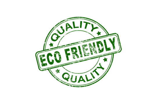 Grunge green eco friendly word round seal stamp on white background. Environment natural eco concept. Png transparent background.