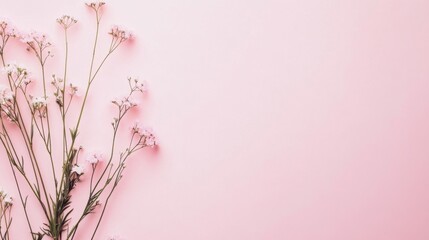 Delicate flowers on a pink background create a romantic atmosphere for presentations, social media posts, and special events like Mother's Day and weddings