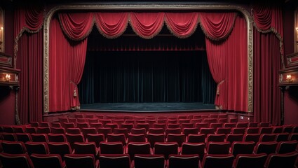 Elegant red maroon theater curtains for dramatic performances