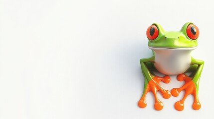 Naklejka premium Adorable Red Eyed Tree Frog Posing Against White Background A Charming Amphibian Portrait