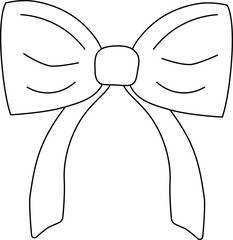 Vector illustration of  bow. Contour vector sketch ribbon. graphic line style