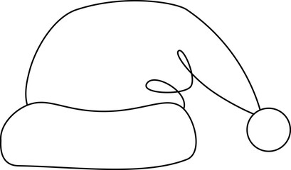 Santa Hat Christmas graphic line Cap Drawing Vector Illustration isolated on transparent background