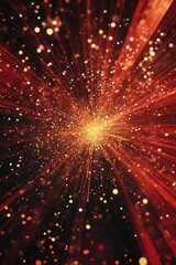Fototapeta premium Starry explosion of red and gold lights creating an enchanting space background for animation and visual effects