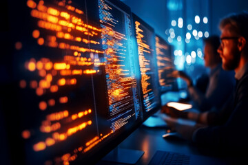 Innovative coding workshop tech hub digital event collaborative environment close-up view skill development for programmers