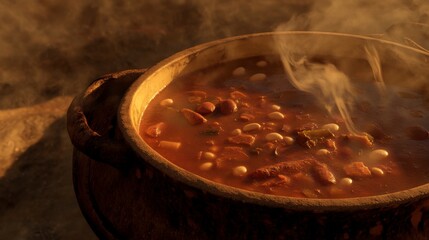 Aromatic Hearty Stew Simmering in a Rustic Pot - A Culinary Delight
