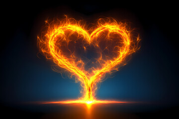 A glowing tree with heart-shaped glowing leaves, symbolizing blossoming love