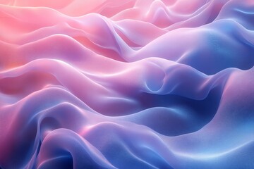Obraz premium Abstract pastel pink and blue wave-shaped forms, fluid cloth-like background, minimalistic 3D vector rendering, presentation design.